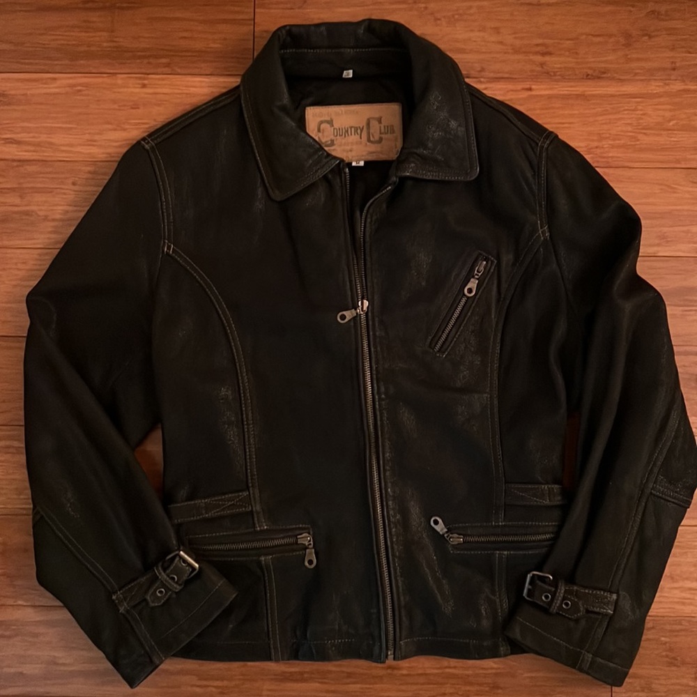 90s VINTAGE Lloyd Elliot’s Country Club Black Leather Jacket